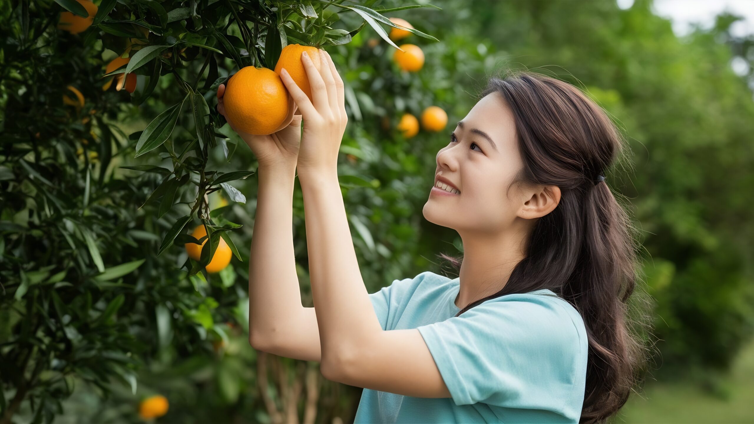 Young woman garden harvest orange garden scaled